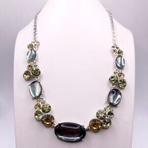 Vintage Napier Necklace with Green Glass Cabochons
